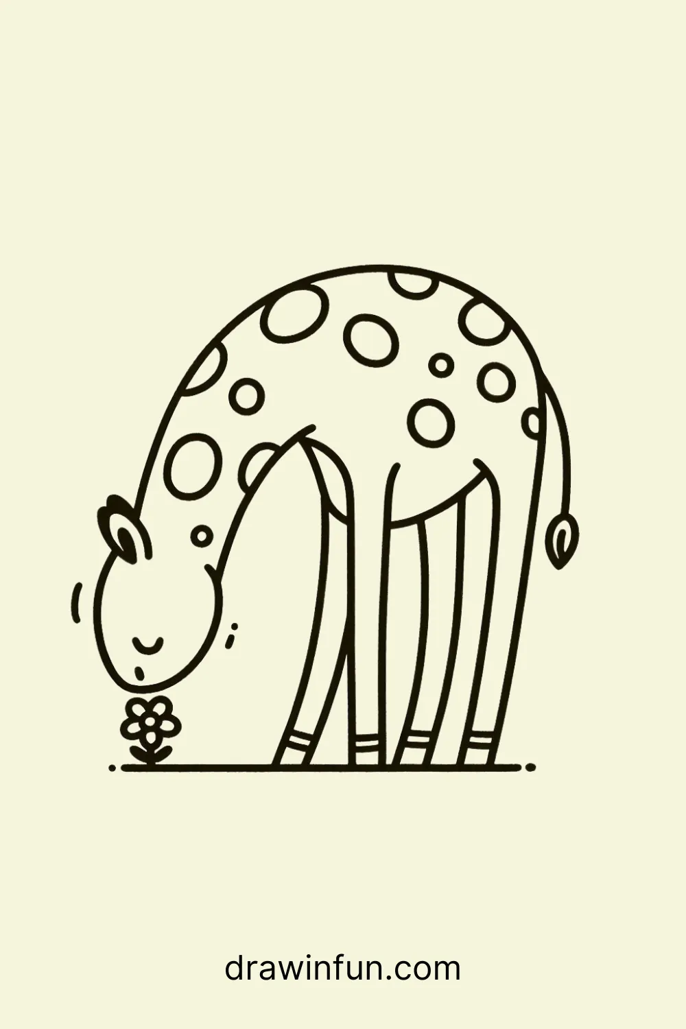 A giraffe smelling a flower easy drawing