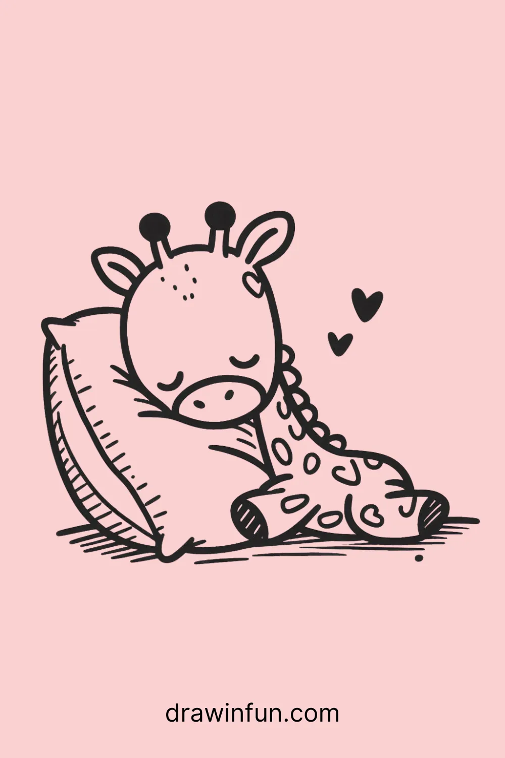 A giraffe cuddling a pillow easy drawing