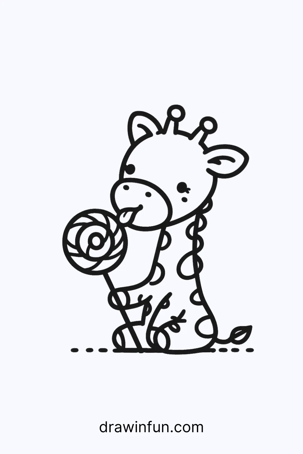 A giraffe eating a lollipop easy drawing