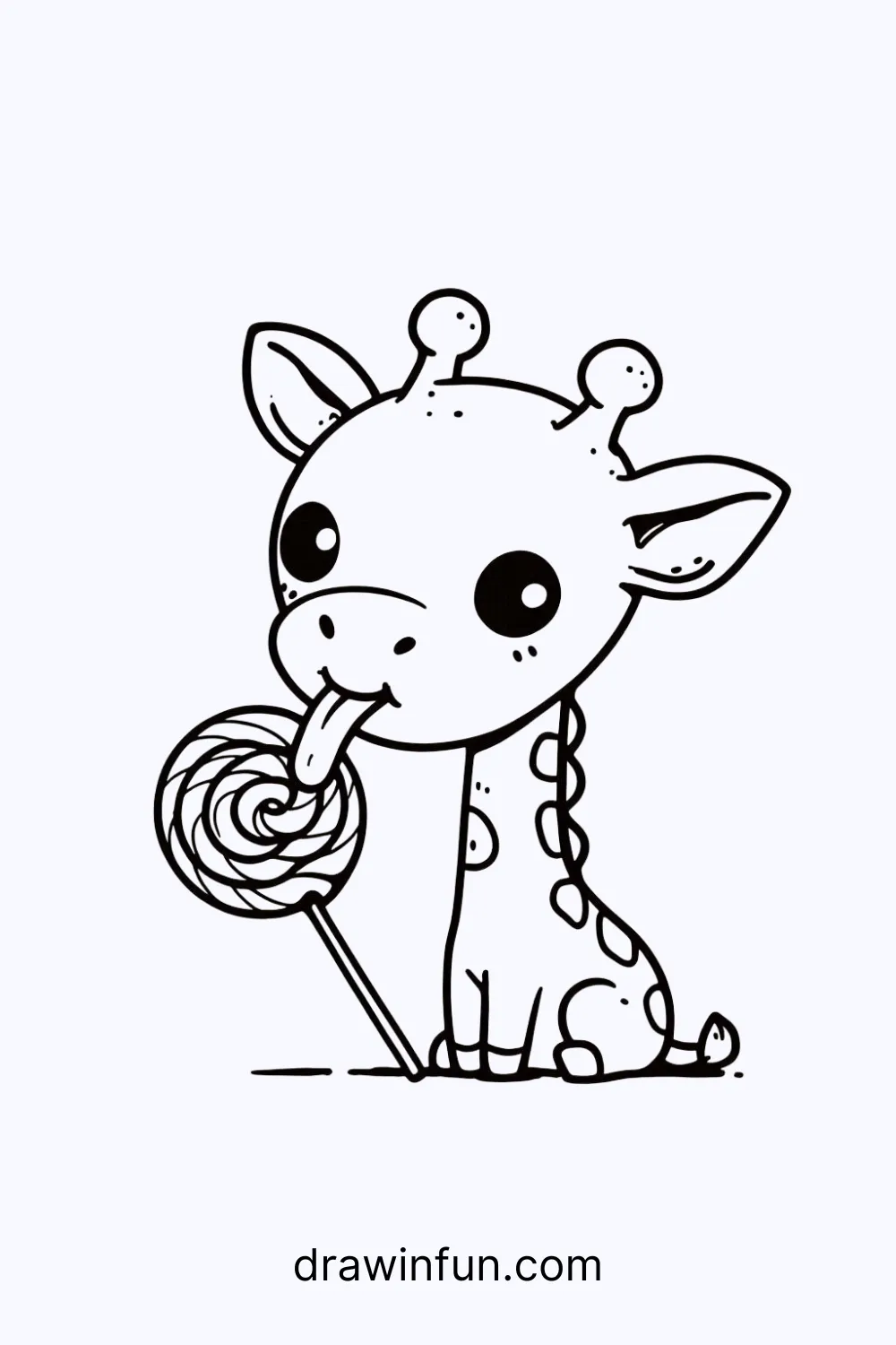 A giraffe eating a lollipop easy drawing