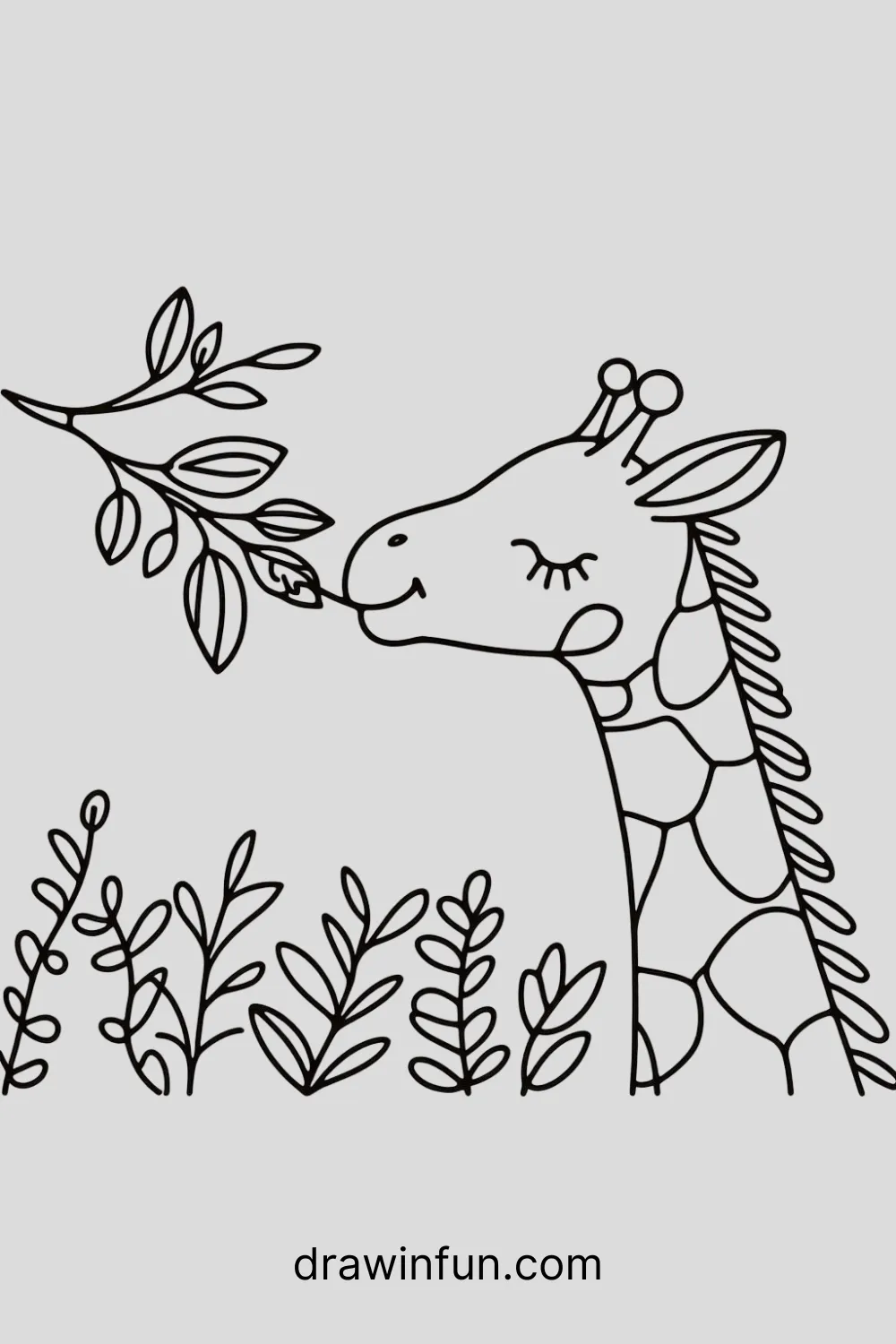 A giraffe reaching for a leaf easy drawing