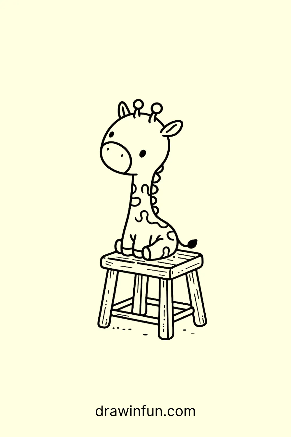 A giraffe sitting on a small stool easy drawing