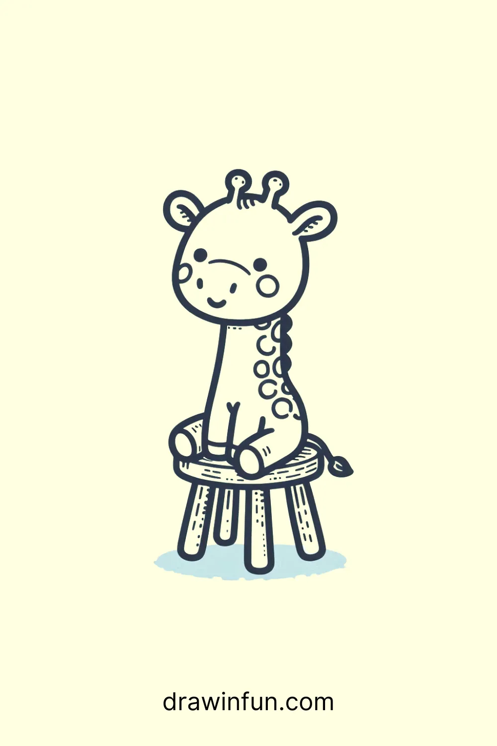 A giraffe sitting on a small stool easy drawing