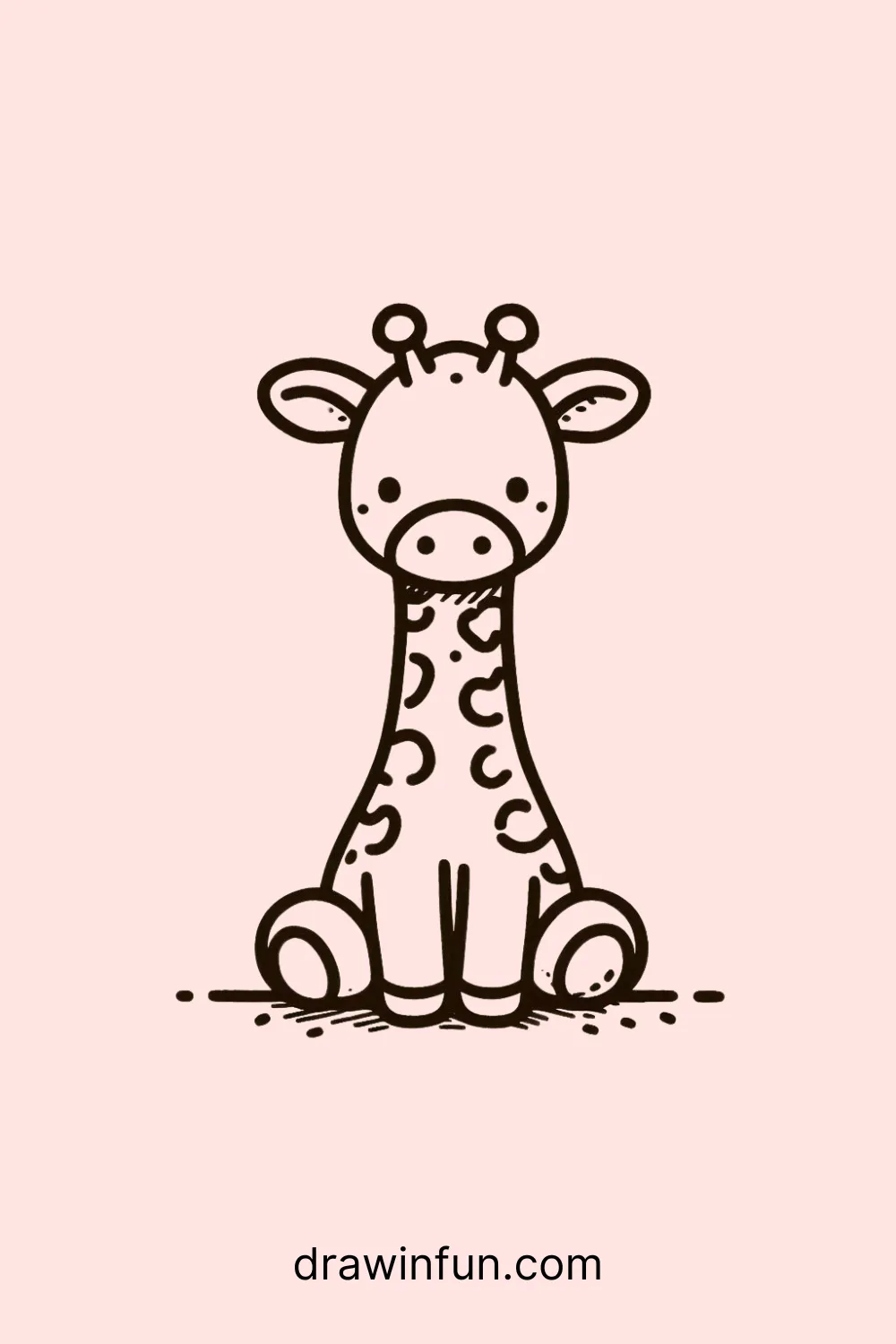 A giraffe sitting with its legs tucked under easy drawing