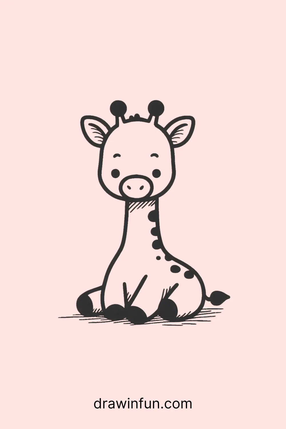 A giraffe sitting with its legs tucked under easy drawing