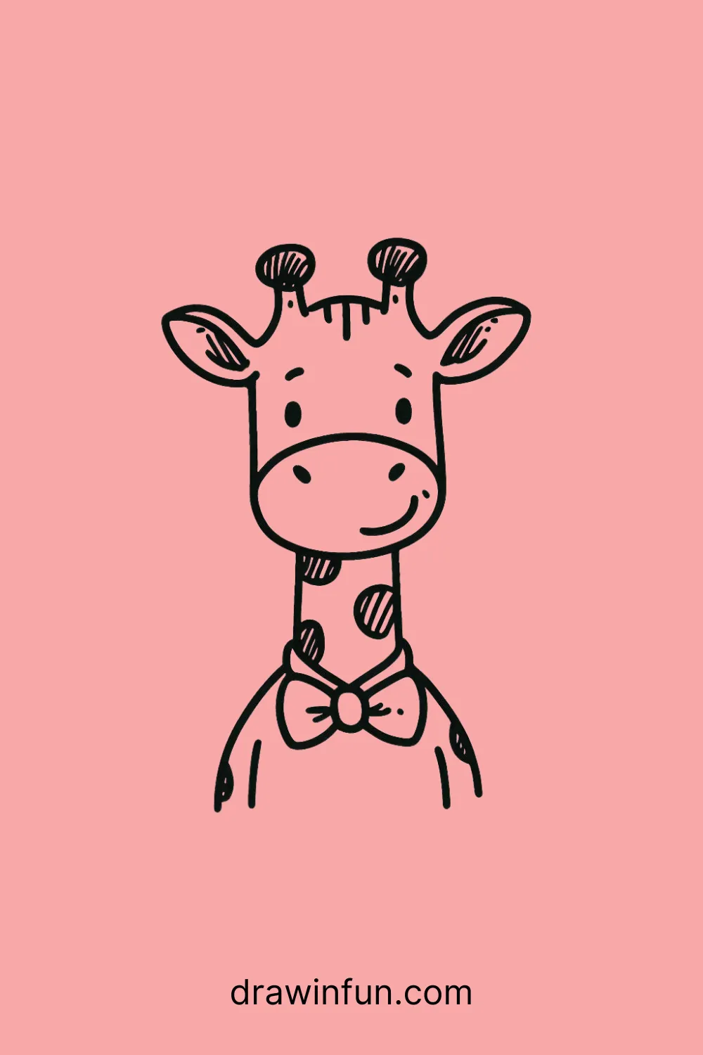 A giraffe wearing a bowtie easy drawing