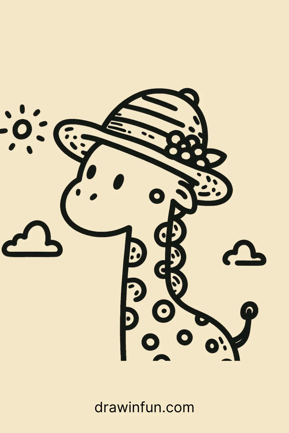 A giraffe wearing a hat easy drawing