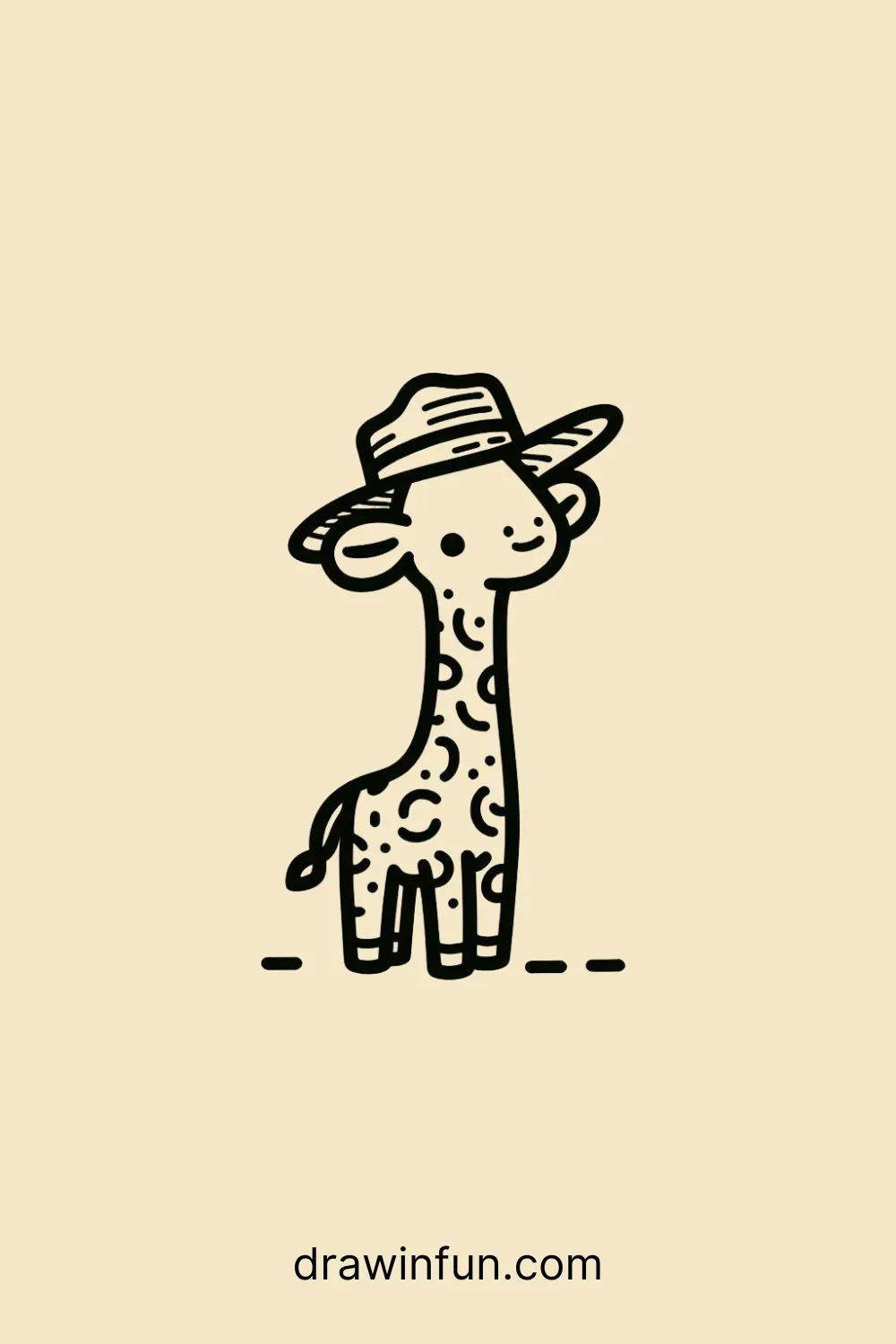 A giraffe wearing a hat easy drawing