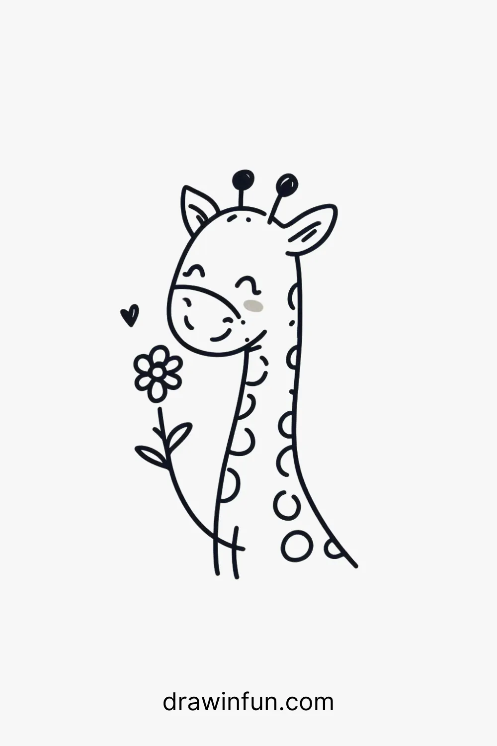 A giraffe holding a small flower easy drawing