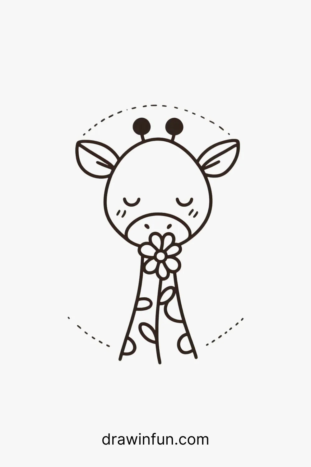 A giraffe holding a small flower easy drawing