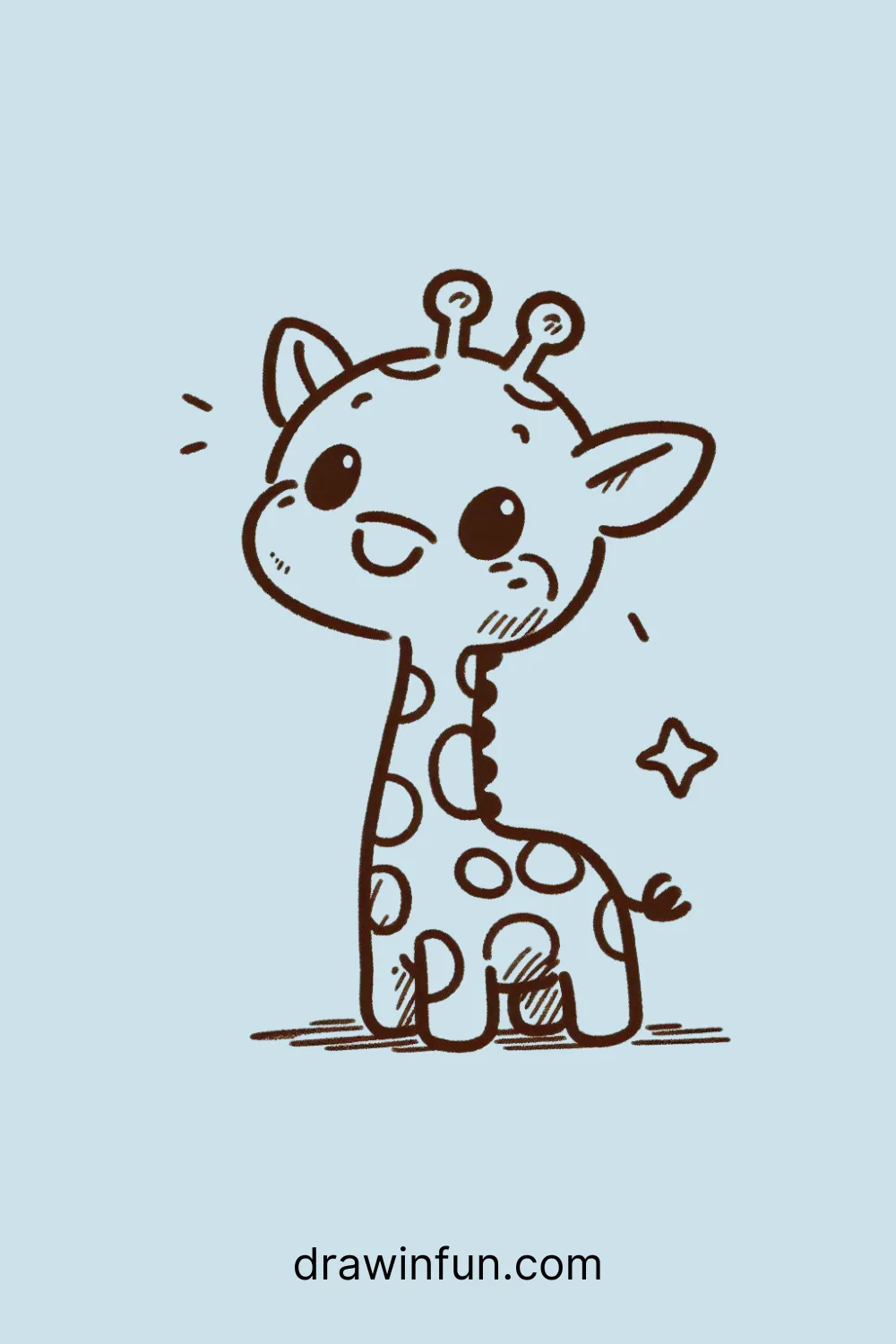 A giraffe with a playful expression easy drawing