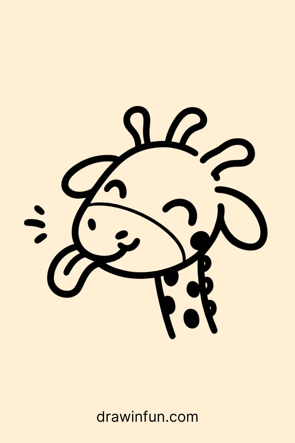 A giraffe with its tongue sticking out easy drawing