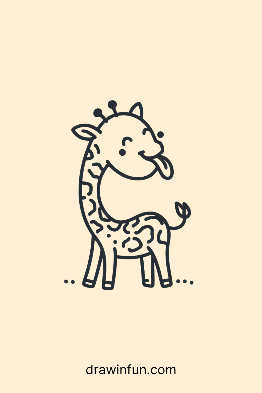 A giraffe with its tongue sticking out easy drawing