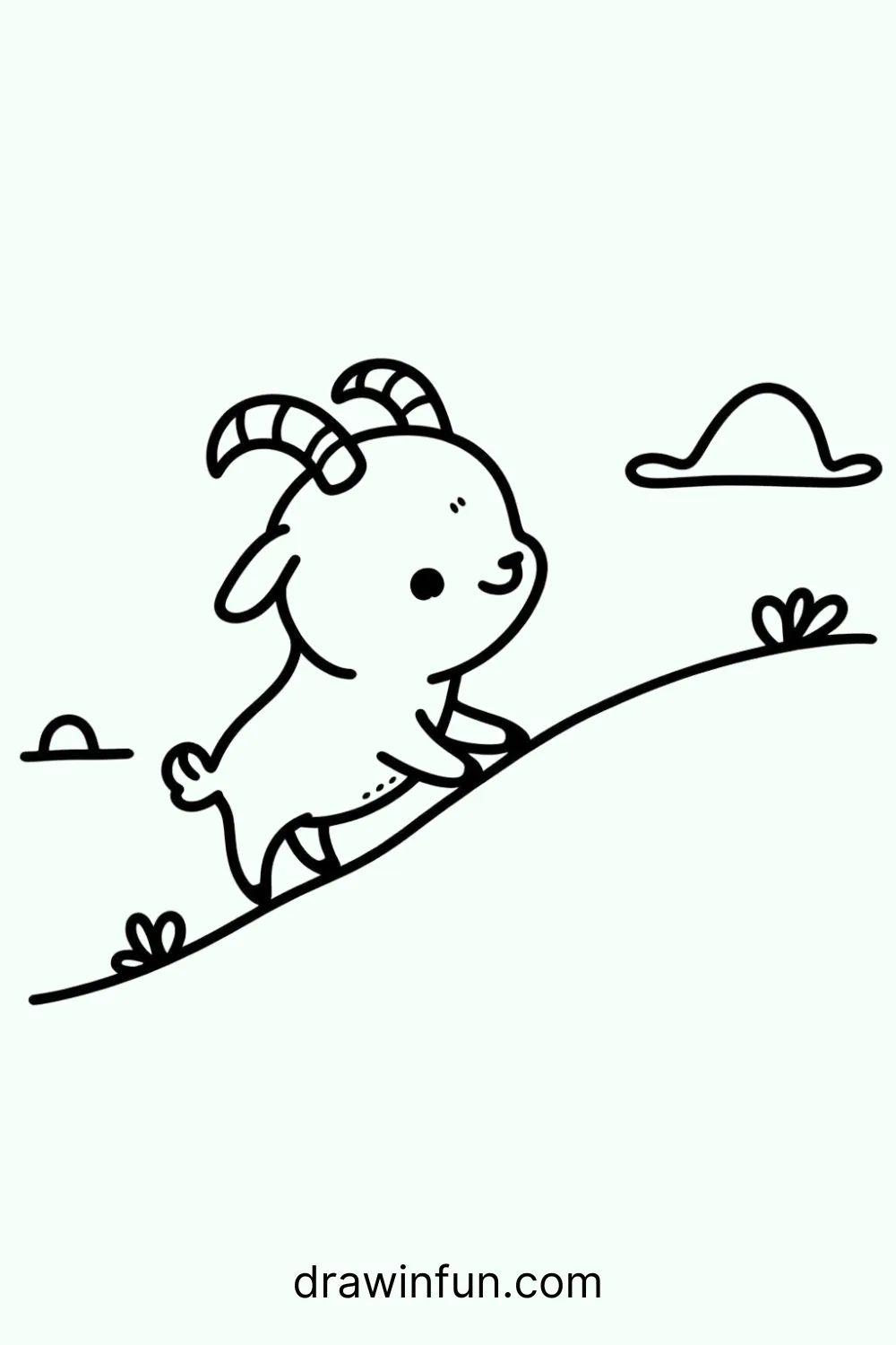 Goat climbing up a hill easy drawing