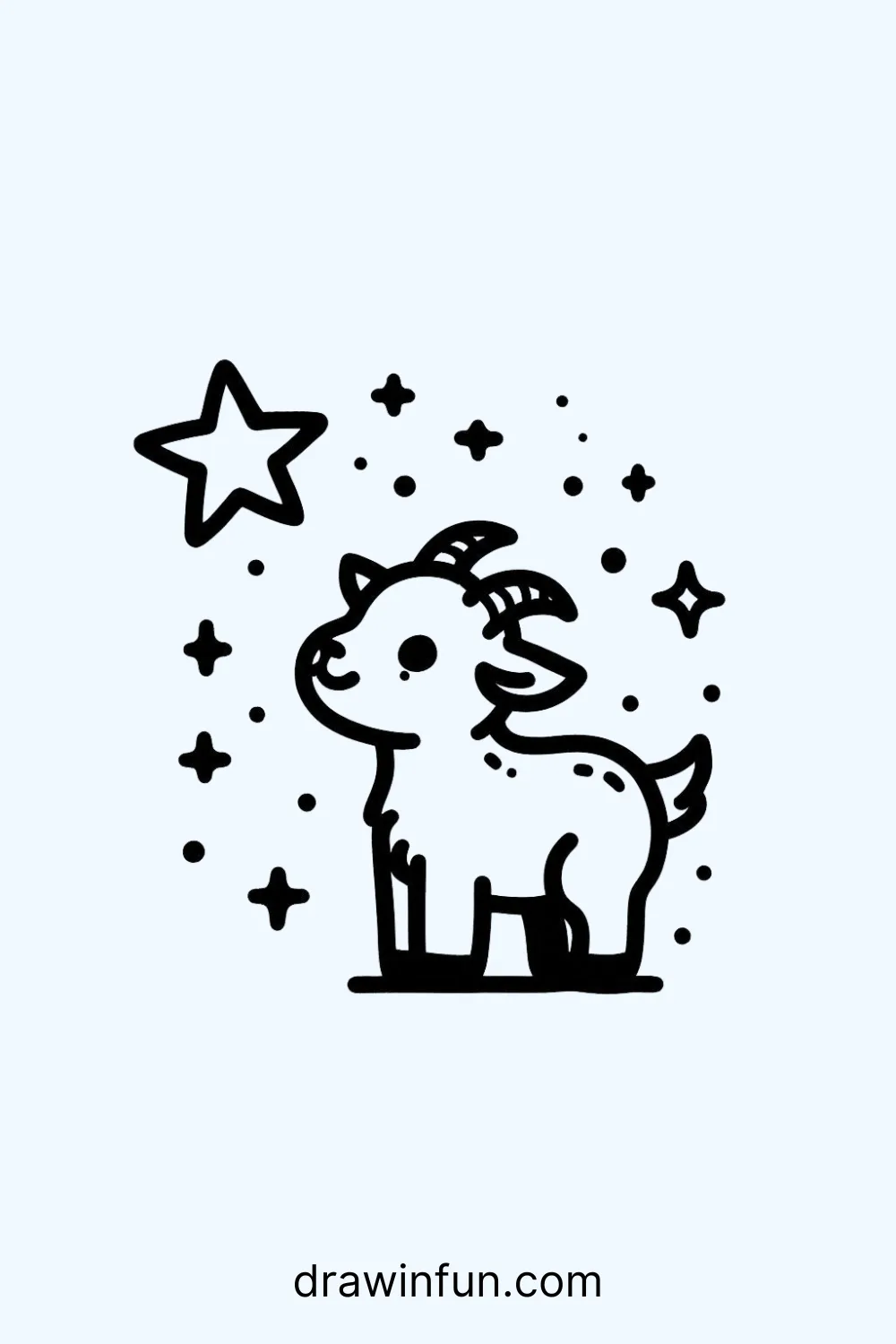 Goat looking at a star easy drawing