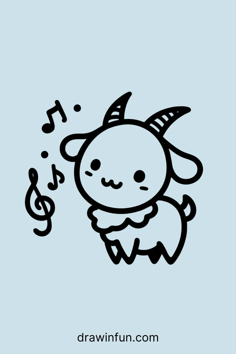 Goat with a Musical Note easy drawing