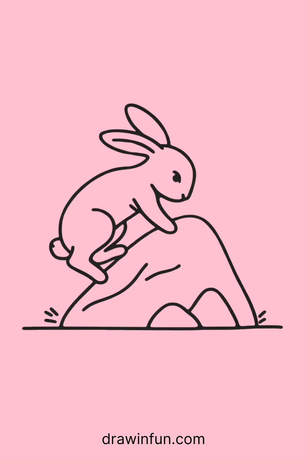 Hare Climbing a Rock easy drawing