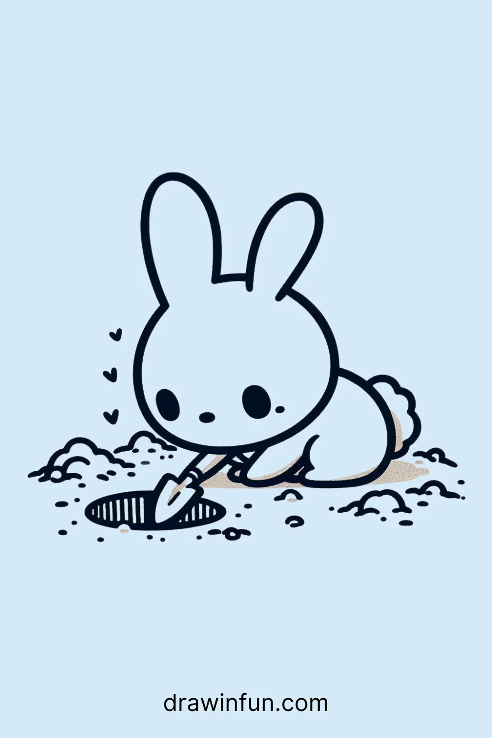 Hare Digging easy drawing