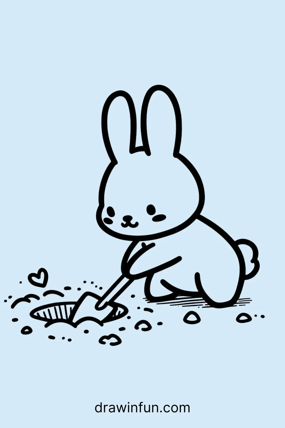 Hare Digging easy drawing