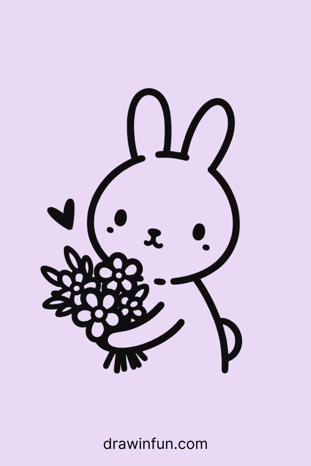 Hare with a Flower Bouquet easy drawing