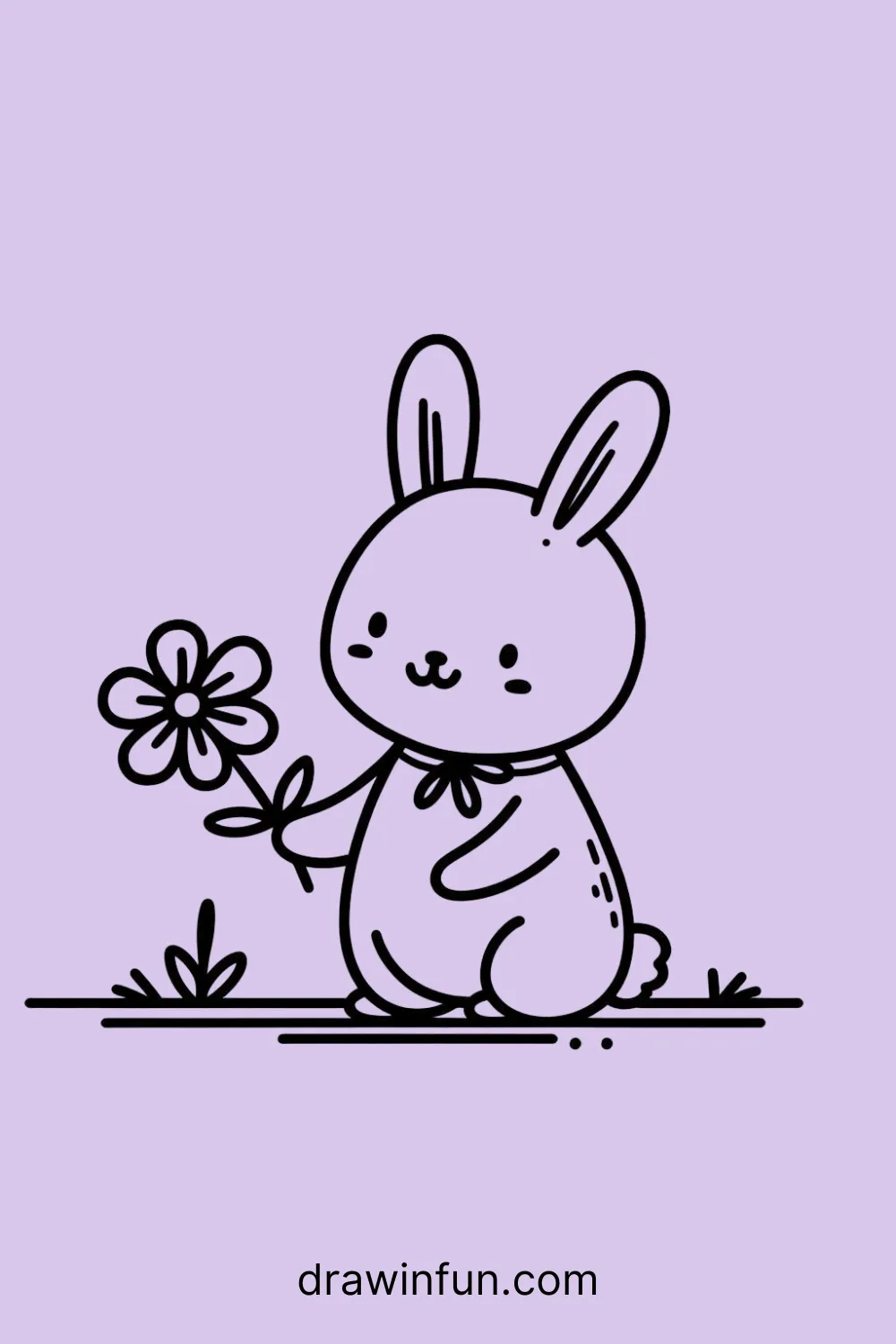 Hare with a Flower easy drawing