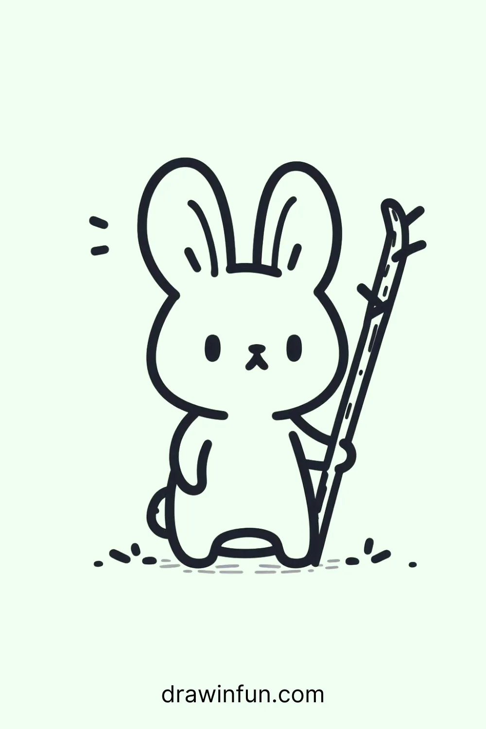 Hare with a Stick easy drawing