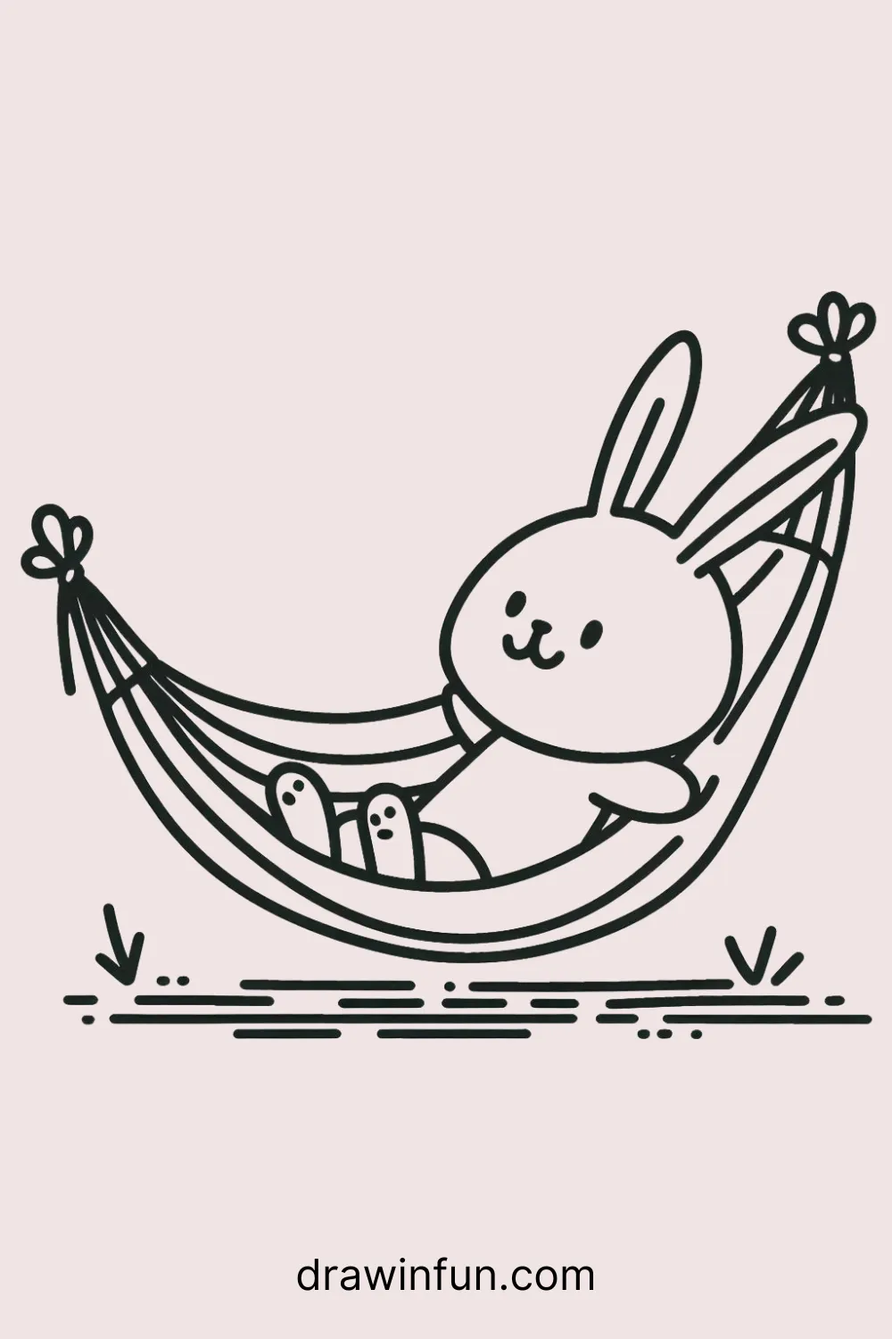 Hare in a Hammock easy drawing