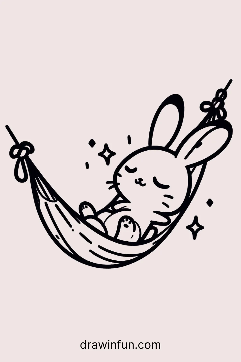 Hare in a Hammock easy drawing