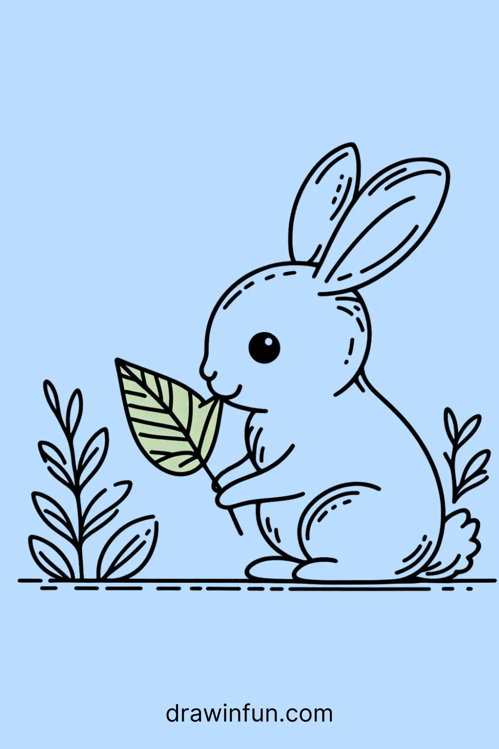 Hare Eating a Leaf easy drawing