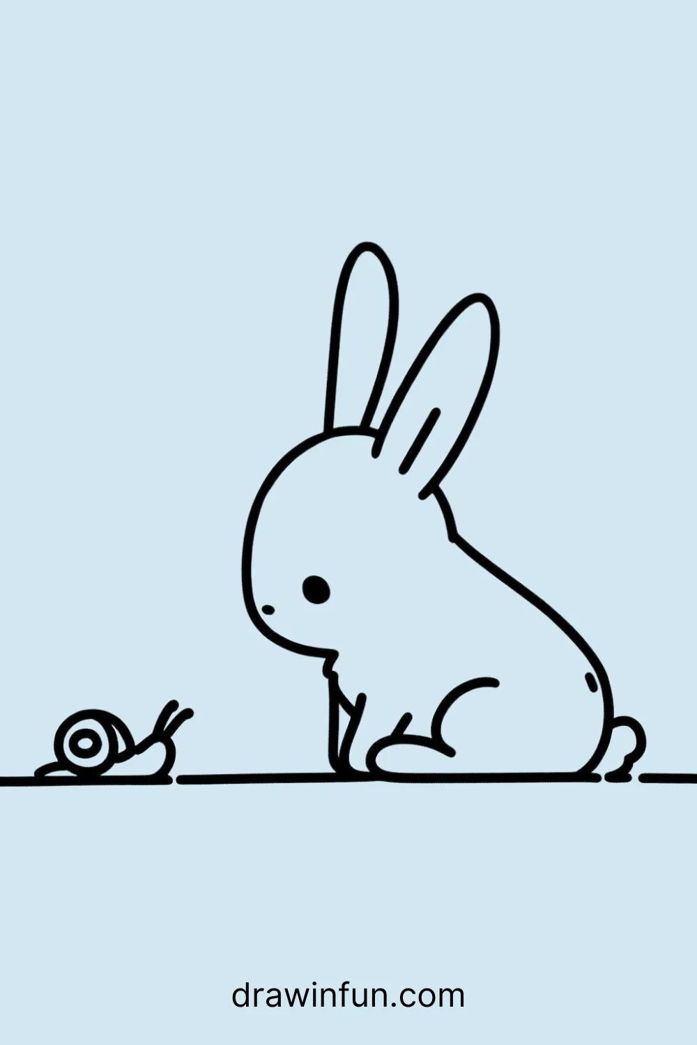 Hare with a Snail easy drawing