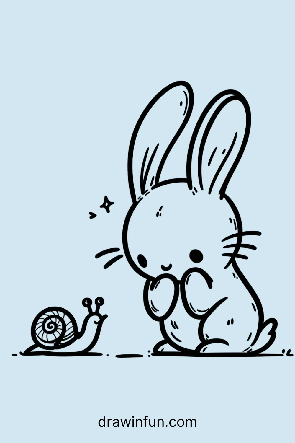 Hare with a Snail easy drawing