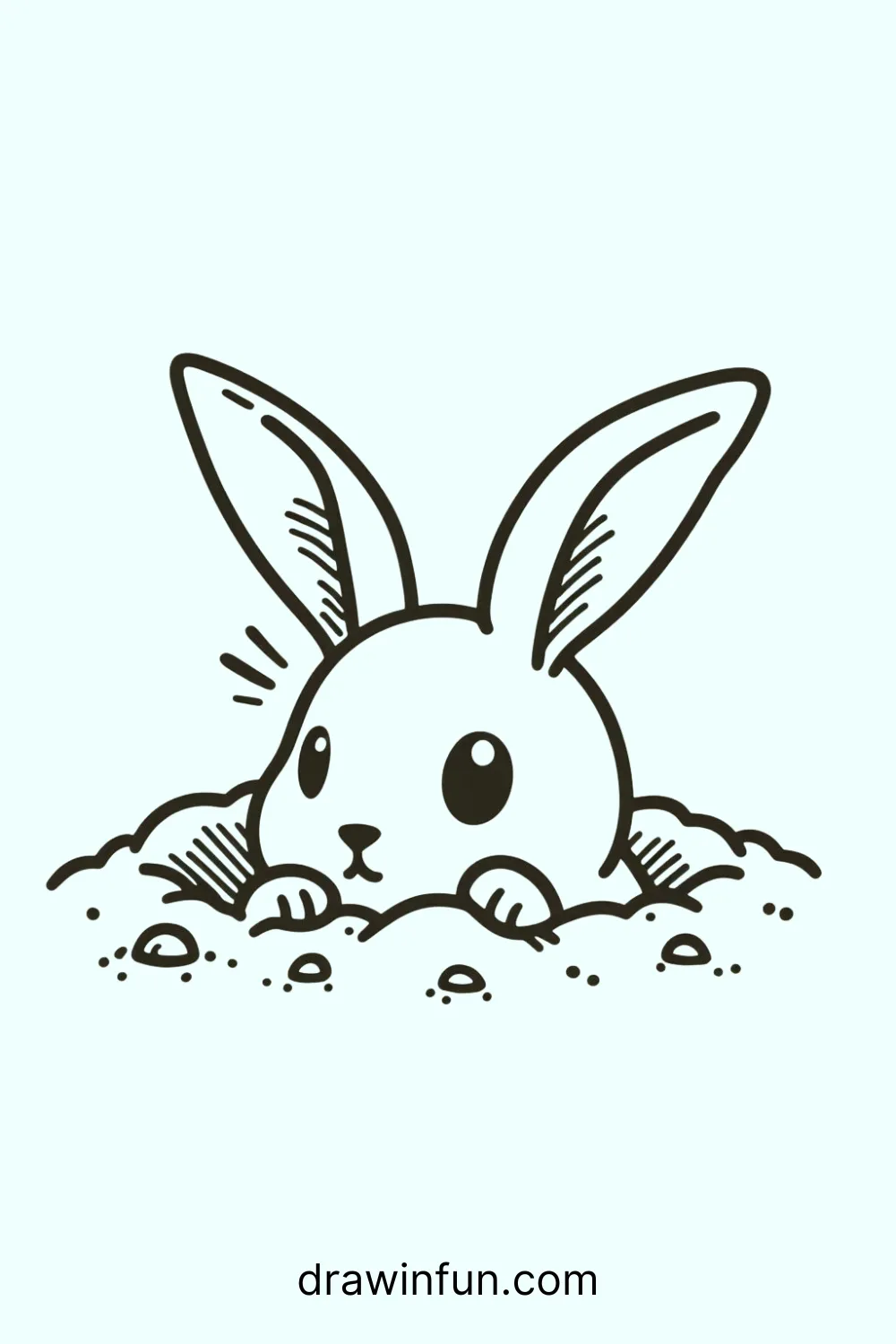 Hare in a Burrow easy drawing