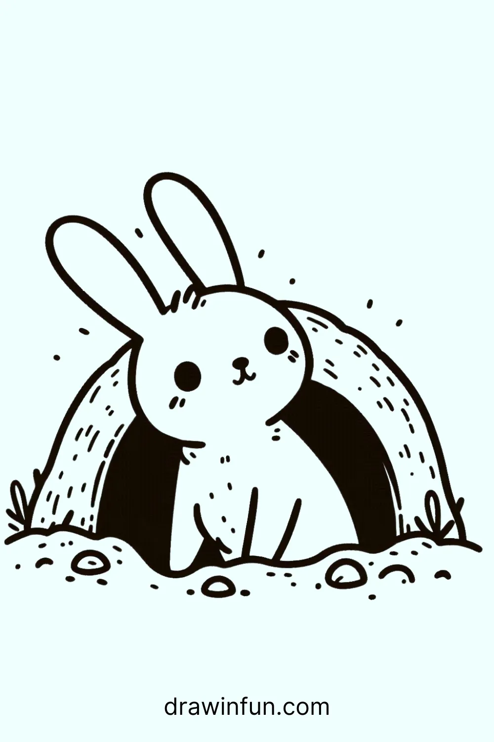 Hare in a Burrow easy drawing