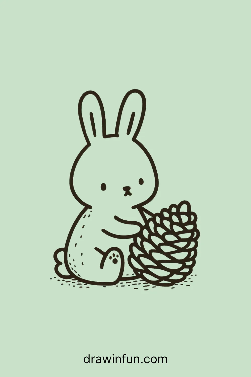 Hare Playing with a Pinecone easy drawing