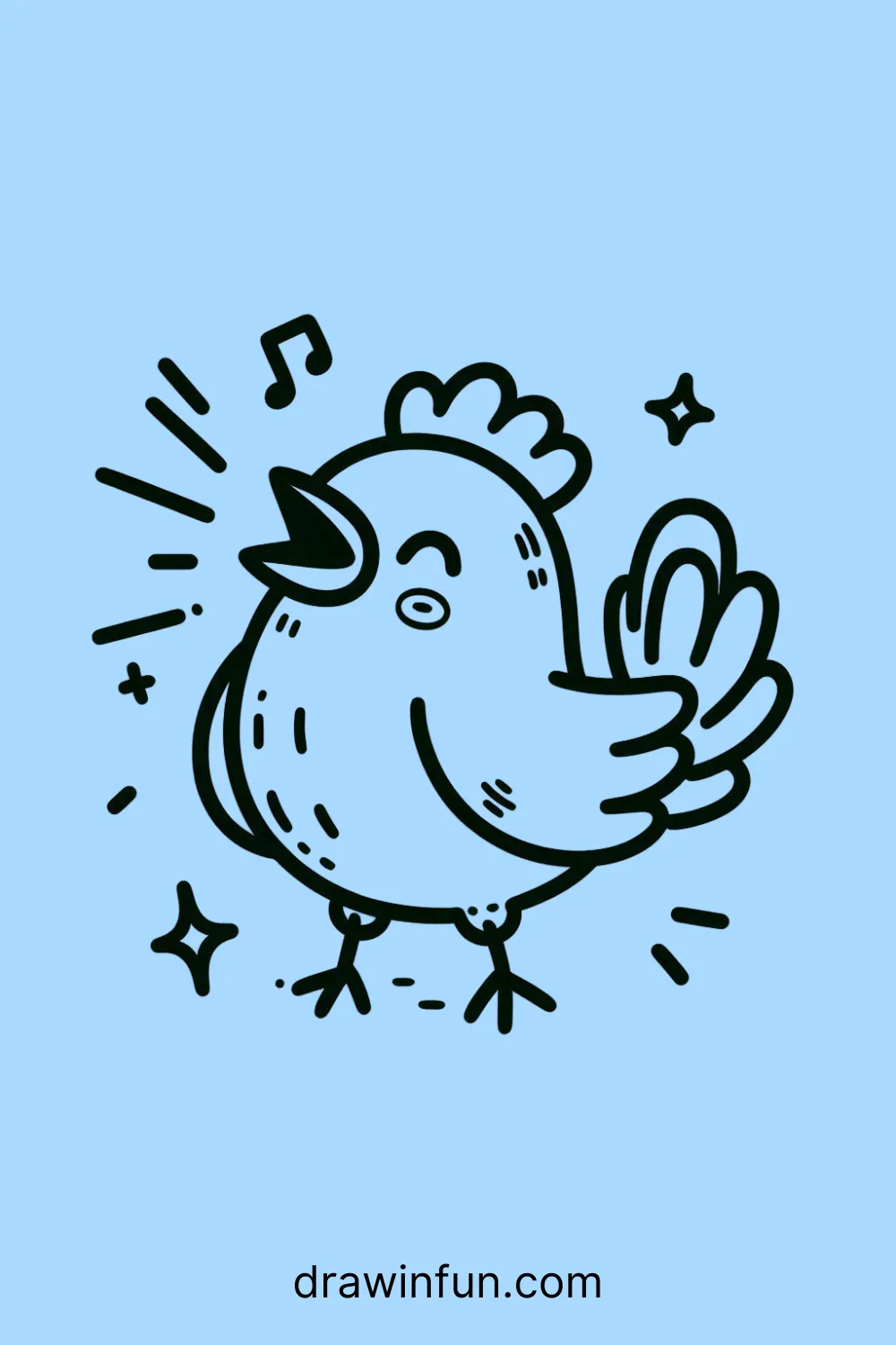 Hen clucking loudly easy drawing