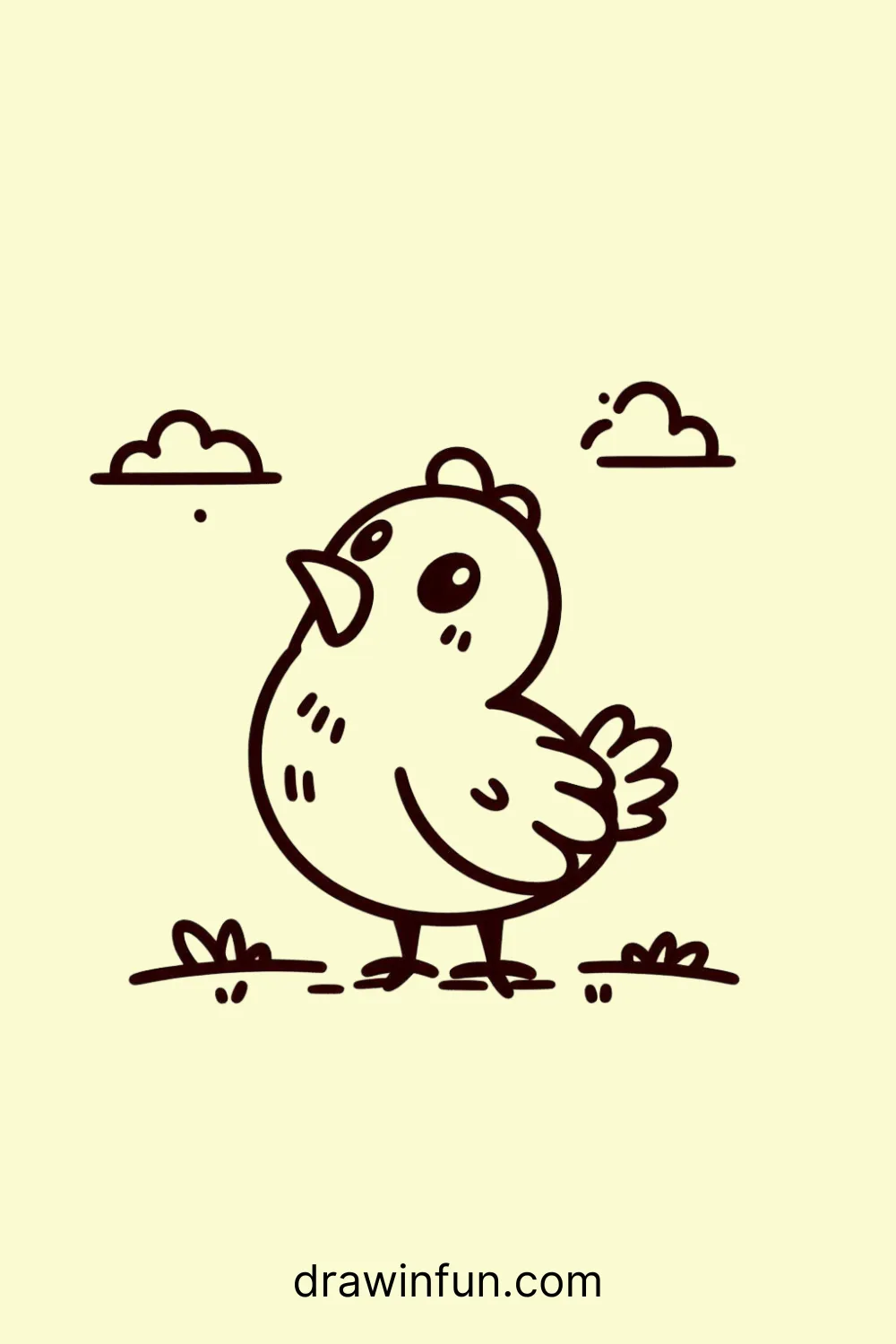 Hen Looking Up easy drawing