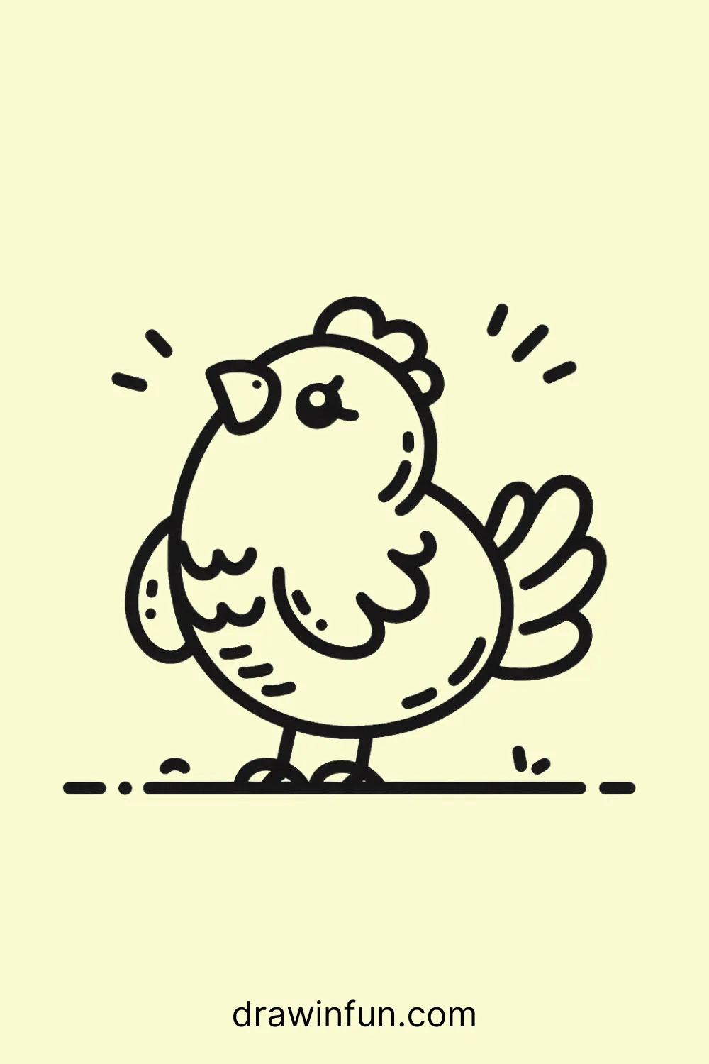 Hen Looking Up easy drawing