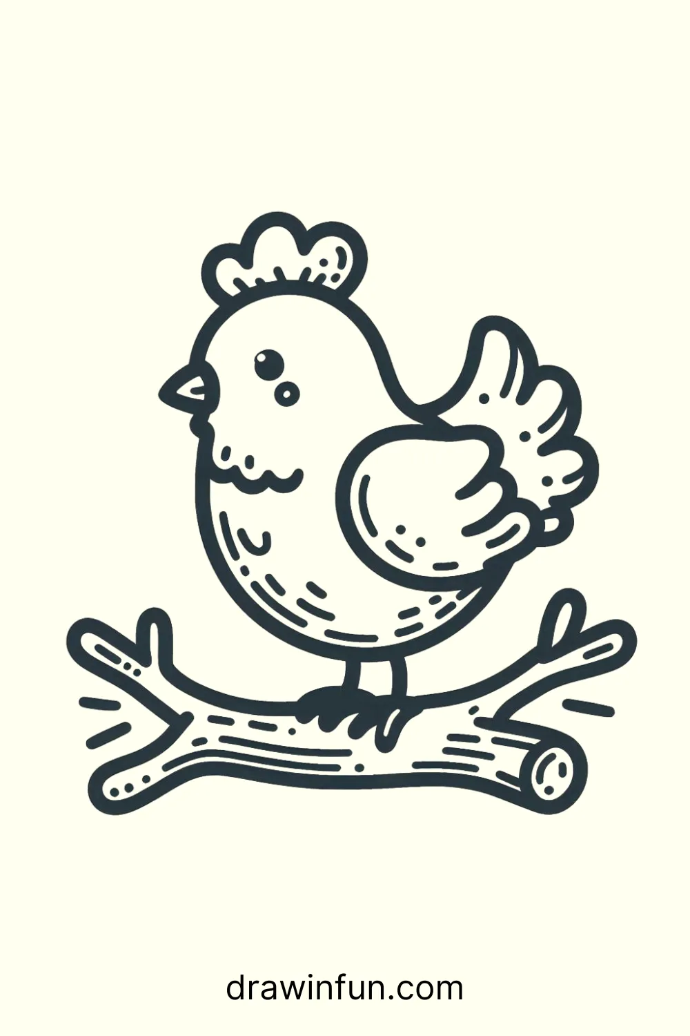 Hen Roosting easy drawing