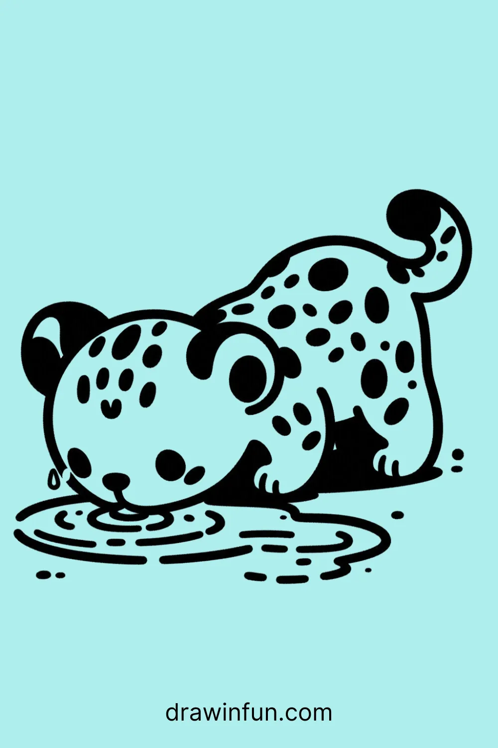 Leopard Drinking Water easy drawing