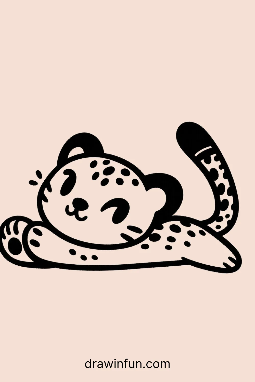 Leopard Stretching easy drawing