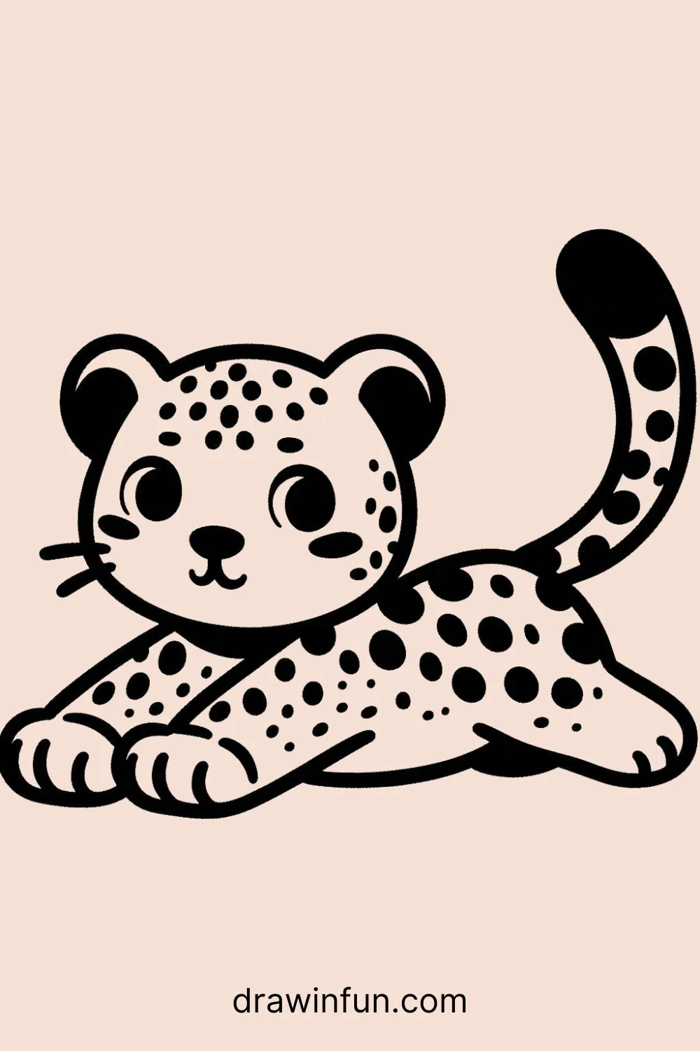 Leopard Stretching easy drawing