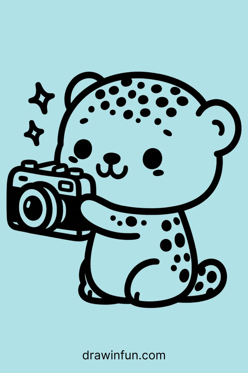 Leopard with a Camera easy drawing