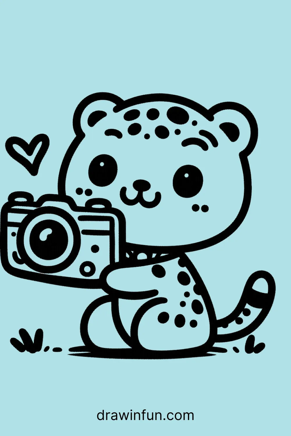 Leopard with a Camera easy drawing