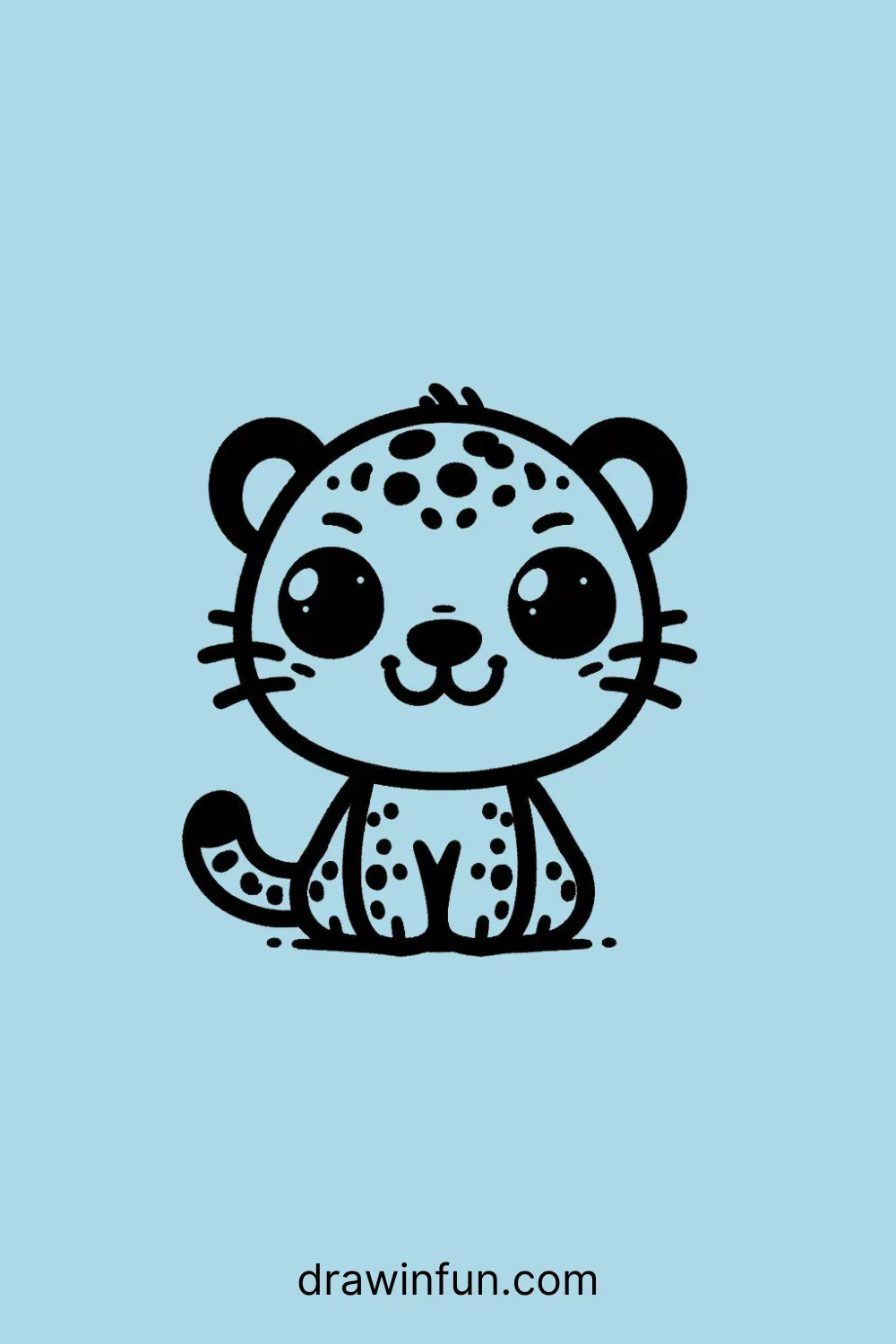 Playful Leopard easy drawing