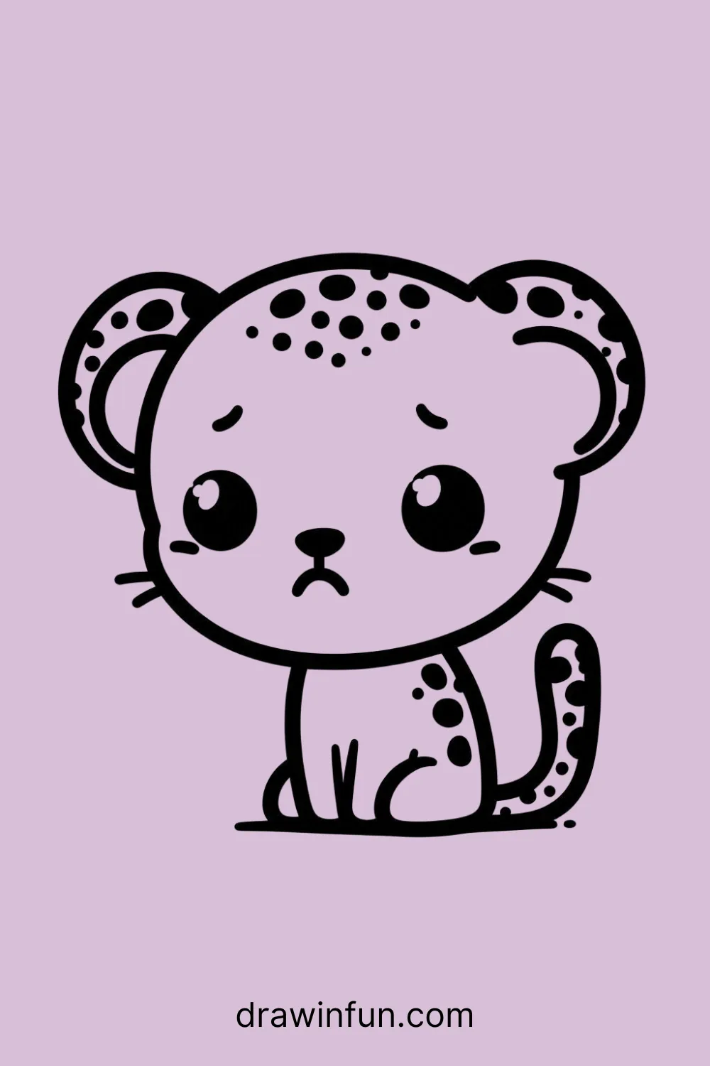 Sad Leopard easy drawing