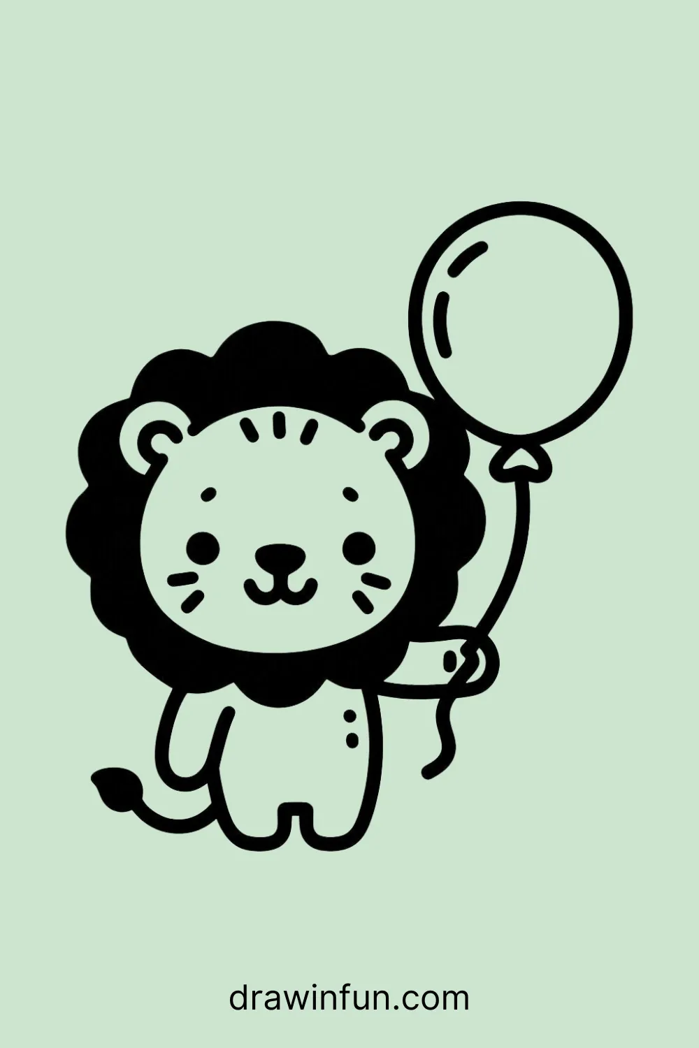 Lion holding a balloon easy drawing