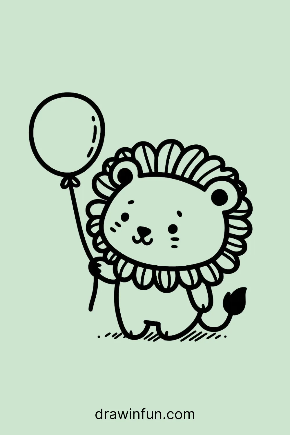 Lion holding a balloon easy drawing