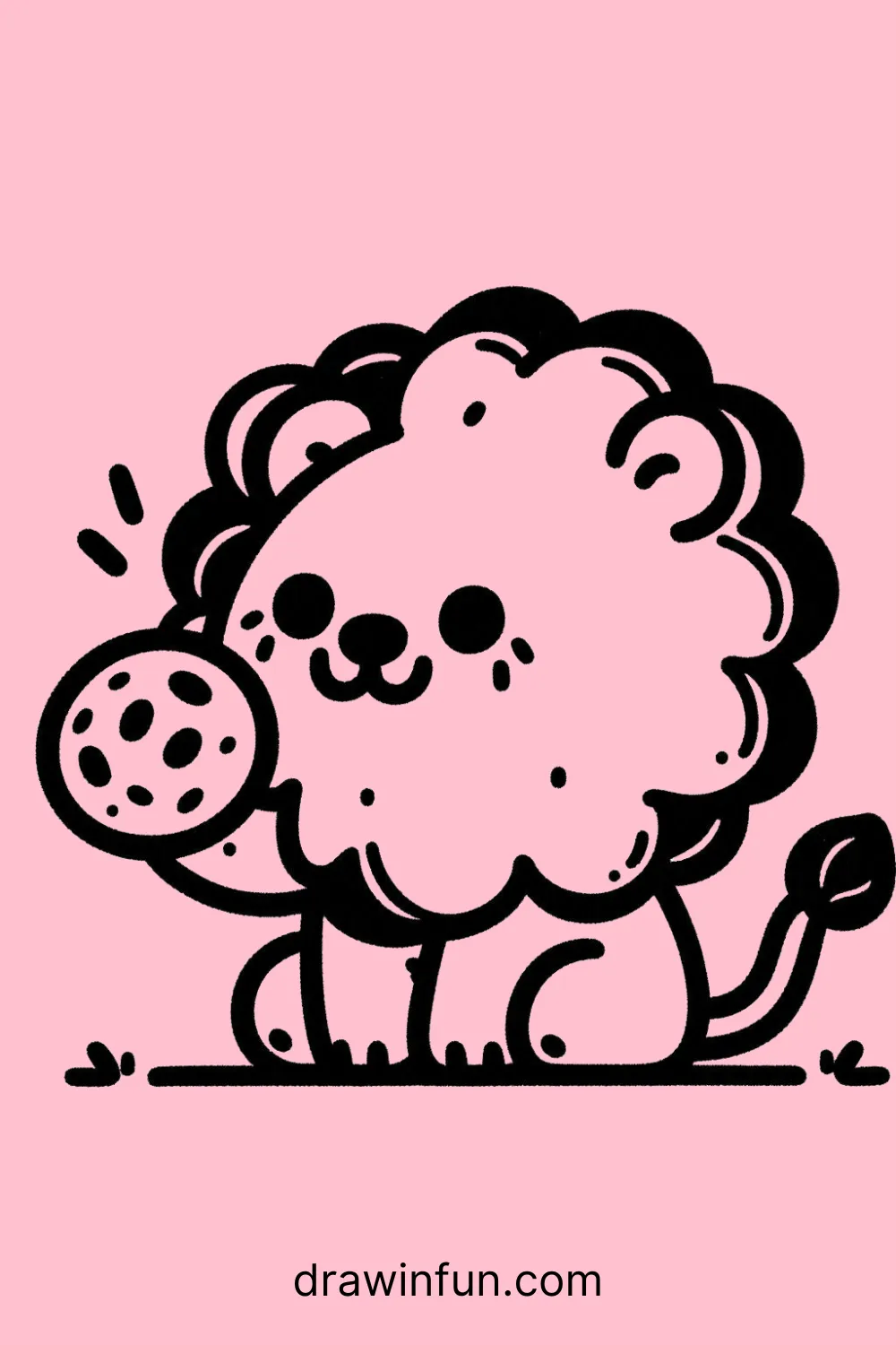 Lion holding a cookie easy drawing