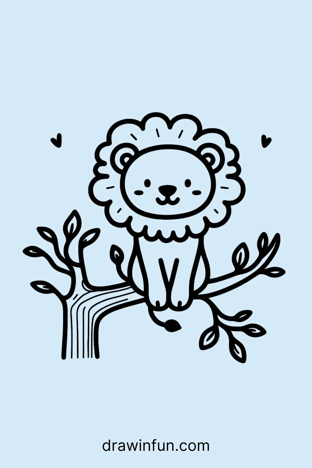 Lion in a Tree easy drawing