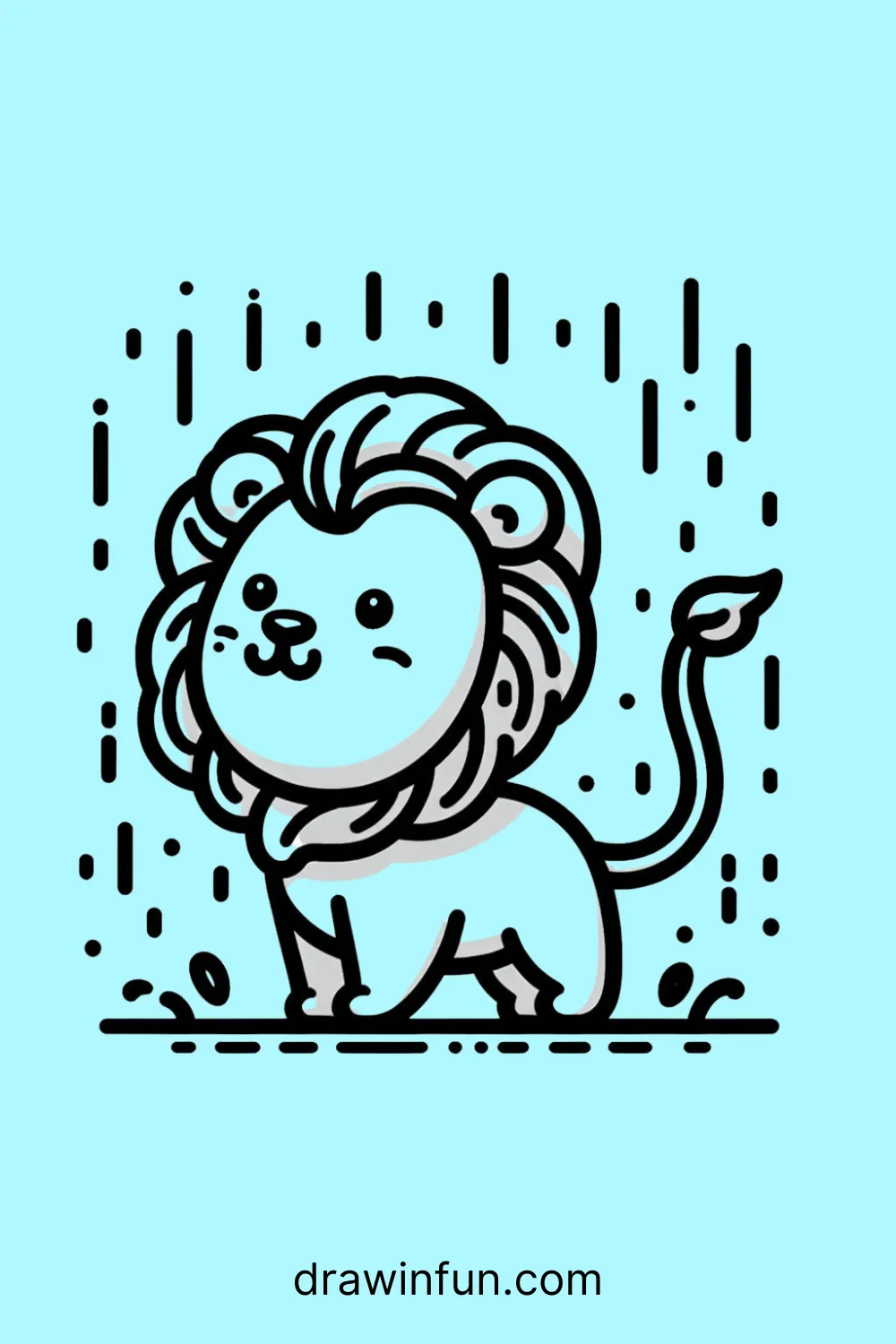 Lion in the Rain easy drawing